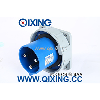 Cee IP67 63A Blue Panel Mounted Plug