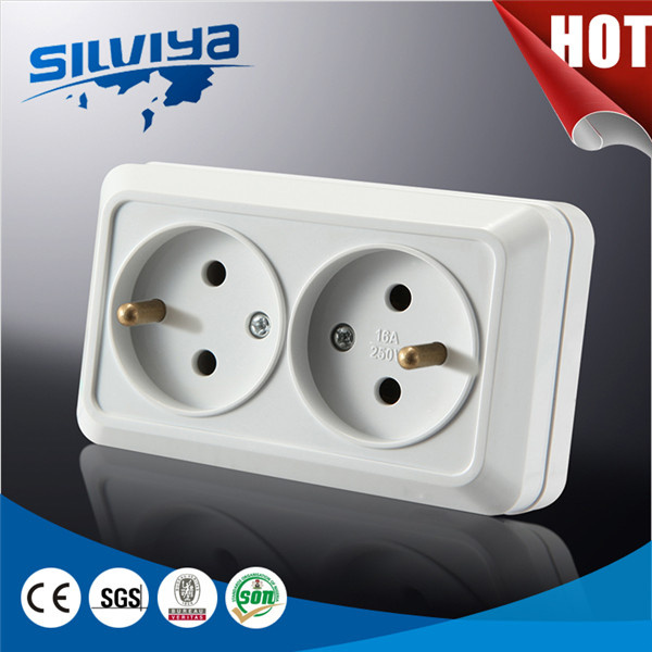 French 2 Gang 2 Way Wall Socket