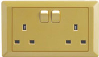 Double 3-Pin Wall Socket with 2 Gang Switch