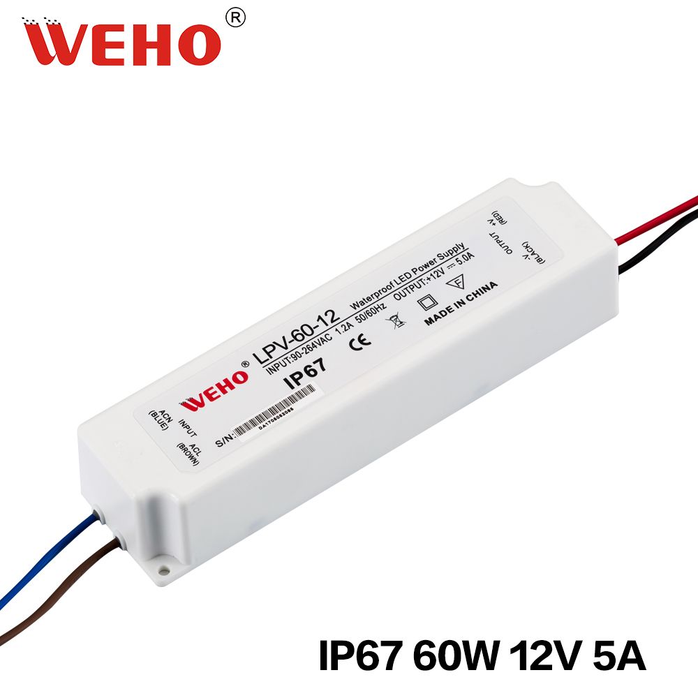 Plastic LED Power Supply 60W AC to DC 12V LED Driver
