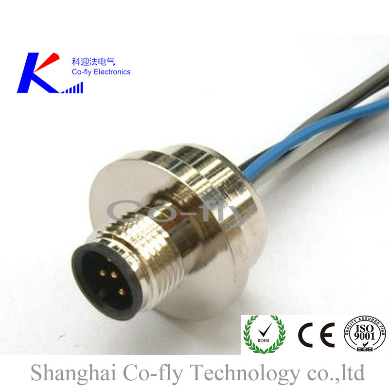 M12 4 Pin Waterproof PA Connector Front Quick Lock Crimp IP 67 Electrical Connector