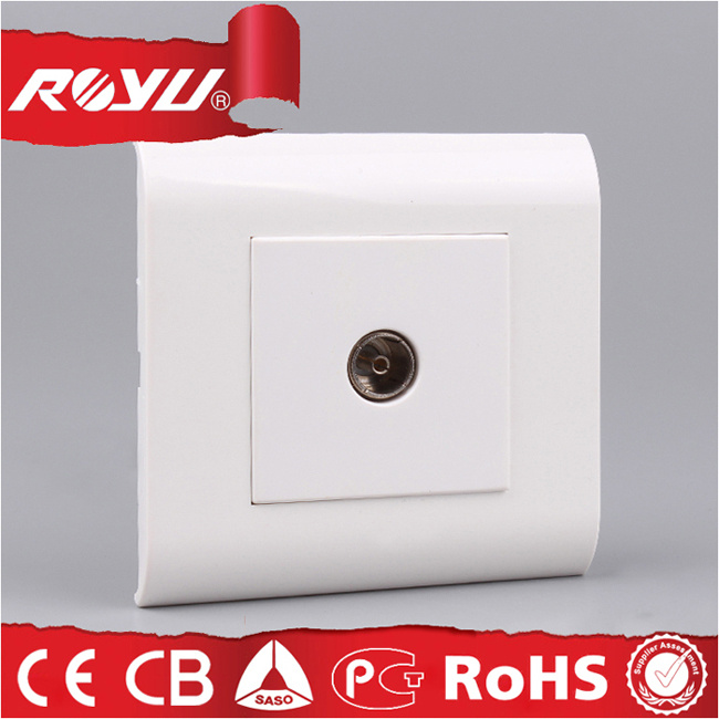 White Round Hole Electric Mosaic TV Wall Socket