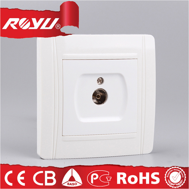 White Square Satellite Wall Socket, TV CRT Socket