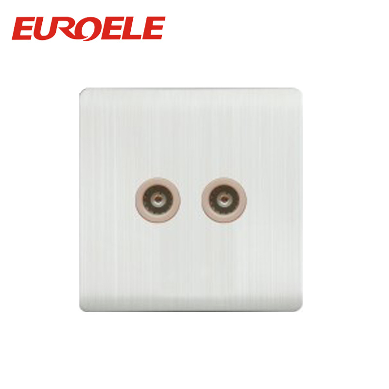 Double Aluminum Plate Power TV Socket and Satellite Socket