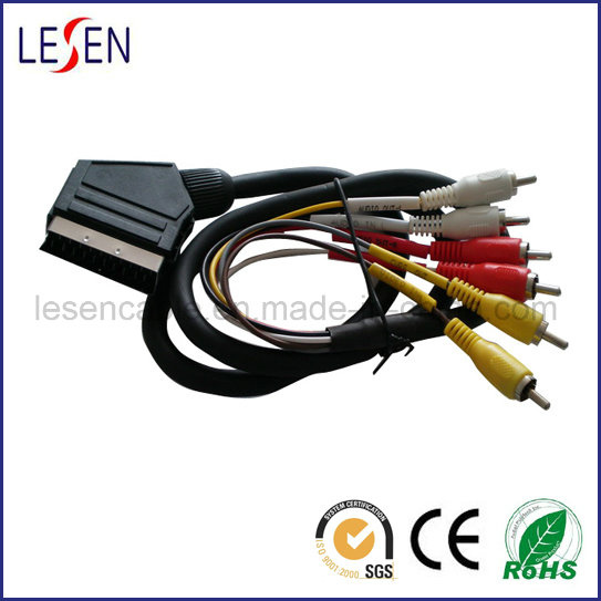 Scart Cable Assembly with Nickel-Plated Connector