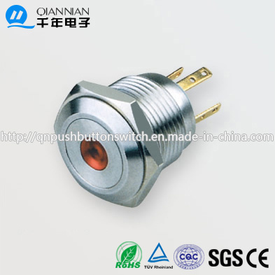 16mm 1no Resetable Flat DOT Illuminated IP65 Ik08 Push Button Switch
