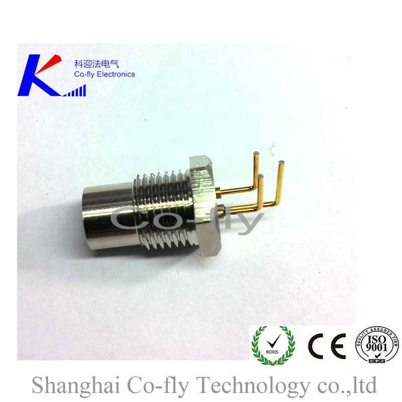 M8 Panel Mount PCB Solder Type 3-Pin Shielded Right Angle Femele Connector