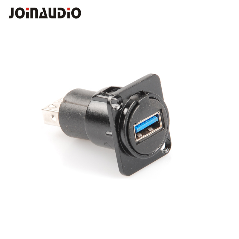 D-Shape USB 3.0 Female to Female Socket Chassis Panel Mount Connector