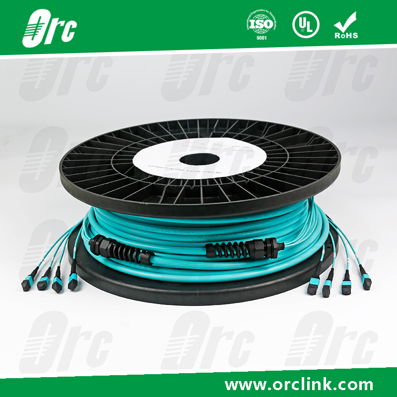 8f/12f/24f MPO/MTP Patchcord Optical Fiber Connector Om3 PVC 50 Meters Pulling Eye
