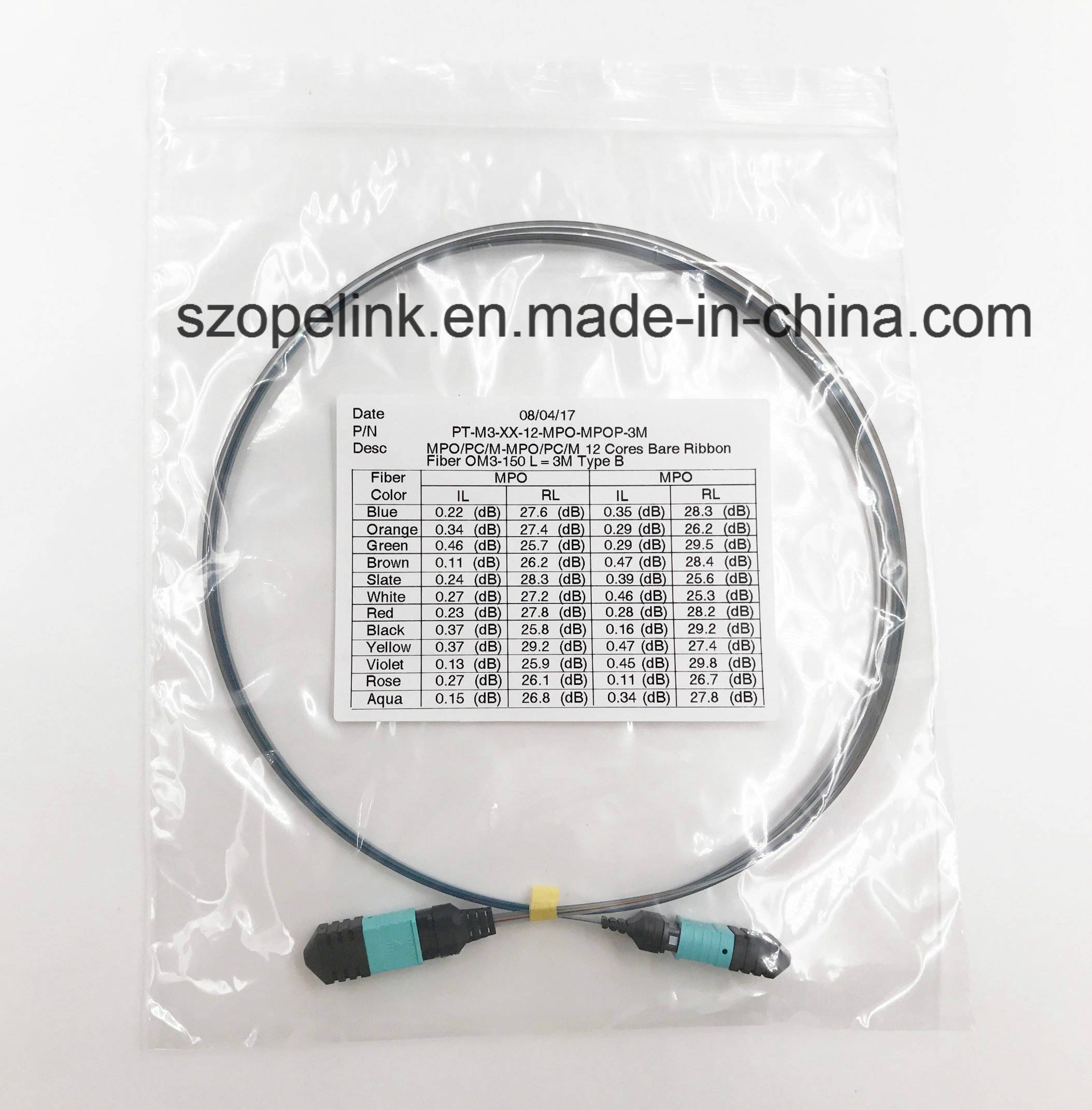 Fiber Optical MPO-MPO Patch Cord for Local Area Network