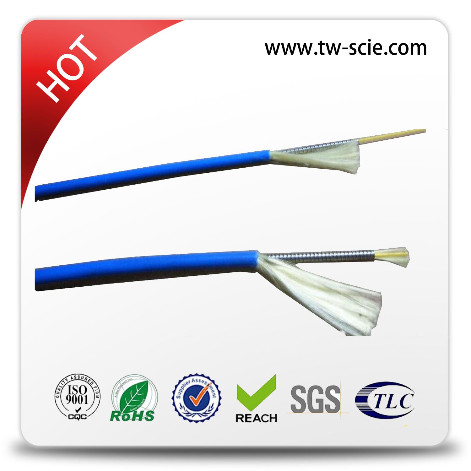 Single Mode Tight Buffer Fiber Optic Cable with Steel Wire Armored Cable