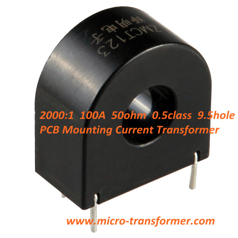 2000: 1 100A 50ohm 0.5class 9.5hole PCB Mounting Current Transformer (ZMCT123)