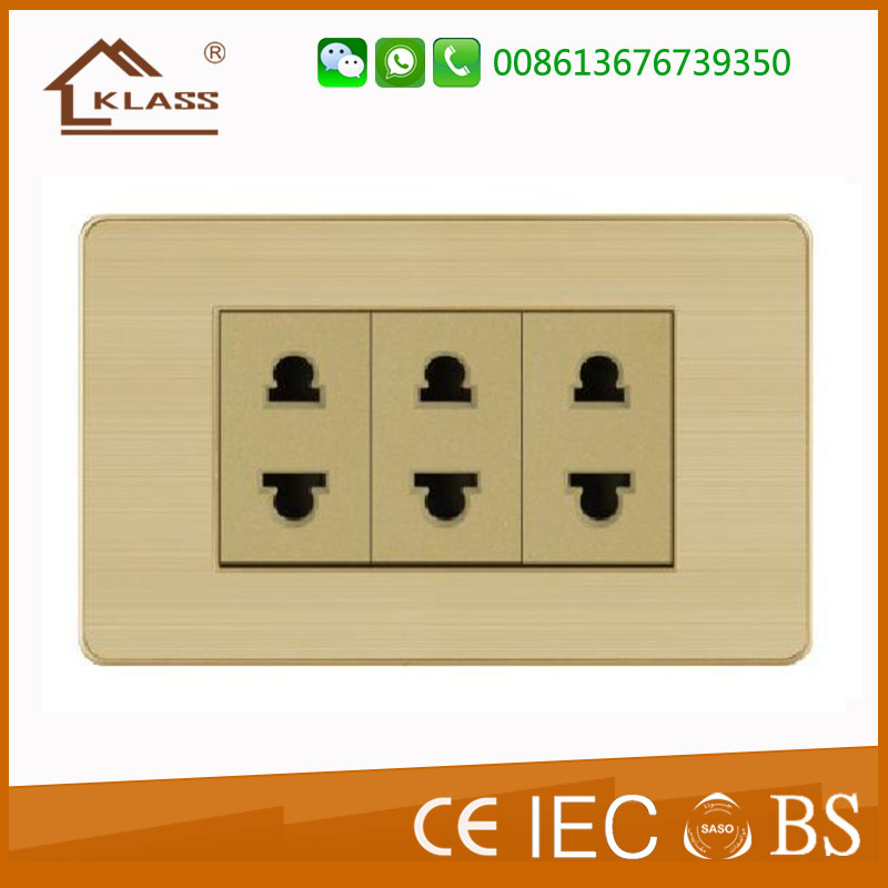 American Standard Receptacle Electrical Triple 3 Pin Wall Socket