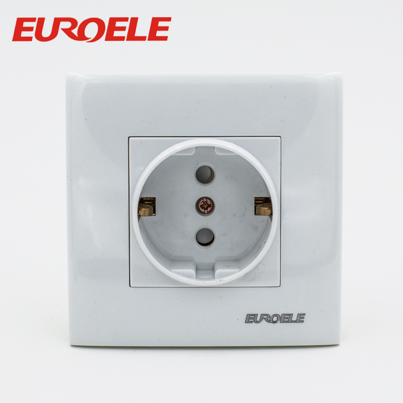 PC White 1gang Schuko Socket with Grounding