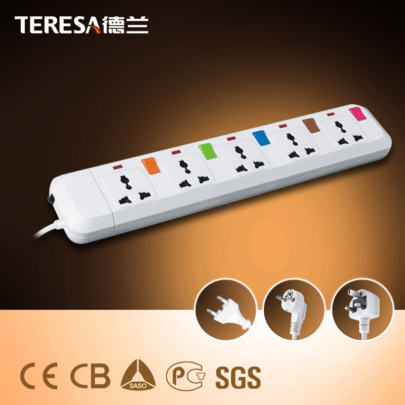 5 Way British Electrical Extension Socket with Individual Switch