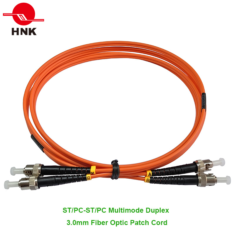 ST/PC-ST/PC Fiber Optic Patch Cord, Multimode 62.5 Om1, Duplex, Orange, 3.0mm, Custom Length