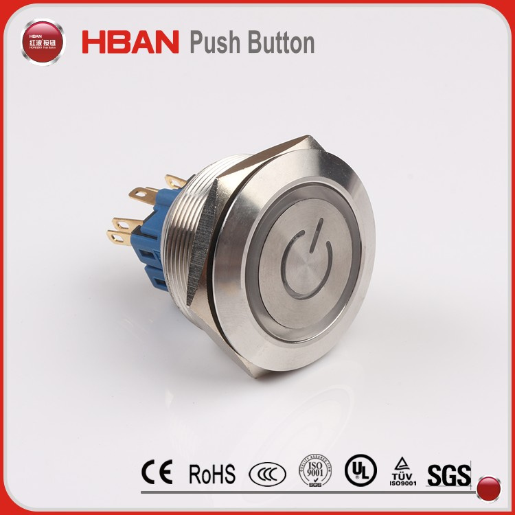 Ce UL ISO9001 Anti Vandal Waterproof Pushbutton Switch with Power Symbol
