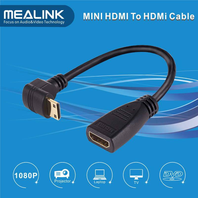 High Speed 90 Degree Mini HDMI to HDMI Cable Adapter