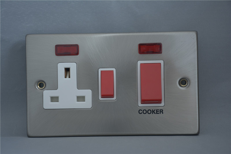 T331 Fb 45A Switch+Neon+13A Switched Socket+Neon