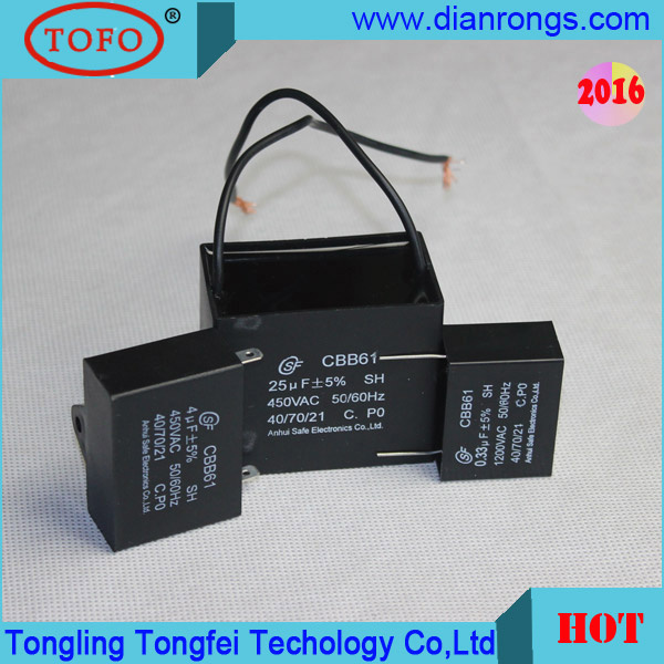Fan Electronic Capacitor Cbb61 with Wire Series