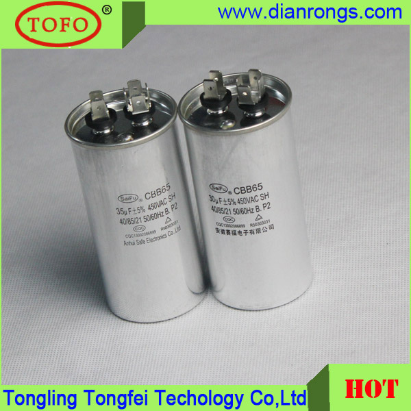 Air Conditioning Capacitor Cbb65 Round Type P2 450VAC 60UF