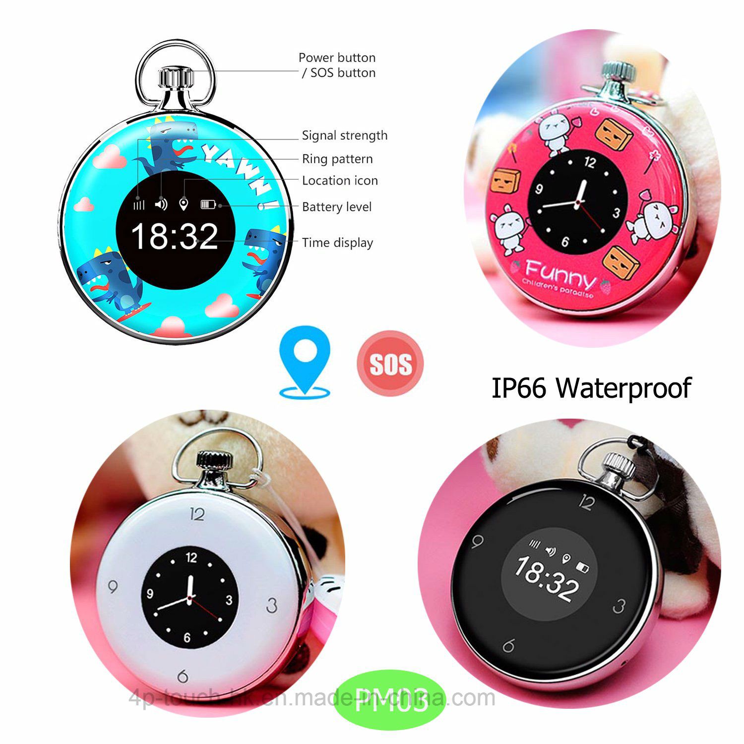 Waterproof Mini/Tiny Portable GPS Tracker for Child/Personal with Colock Pm03