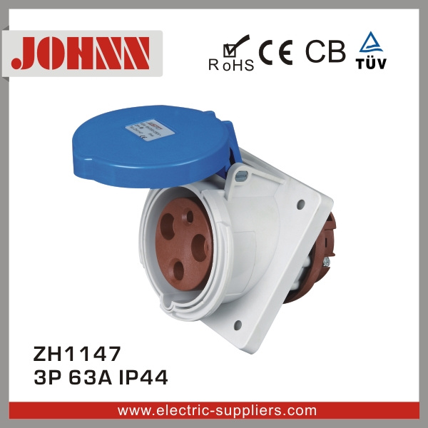 IP44 3p 63A Slopping Panel Mounted Industrial Socket