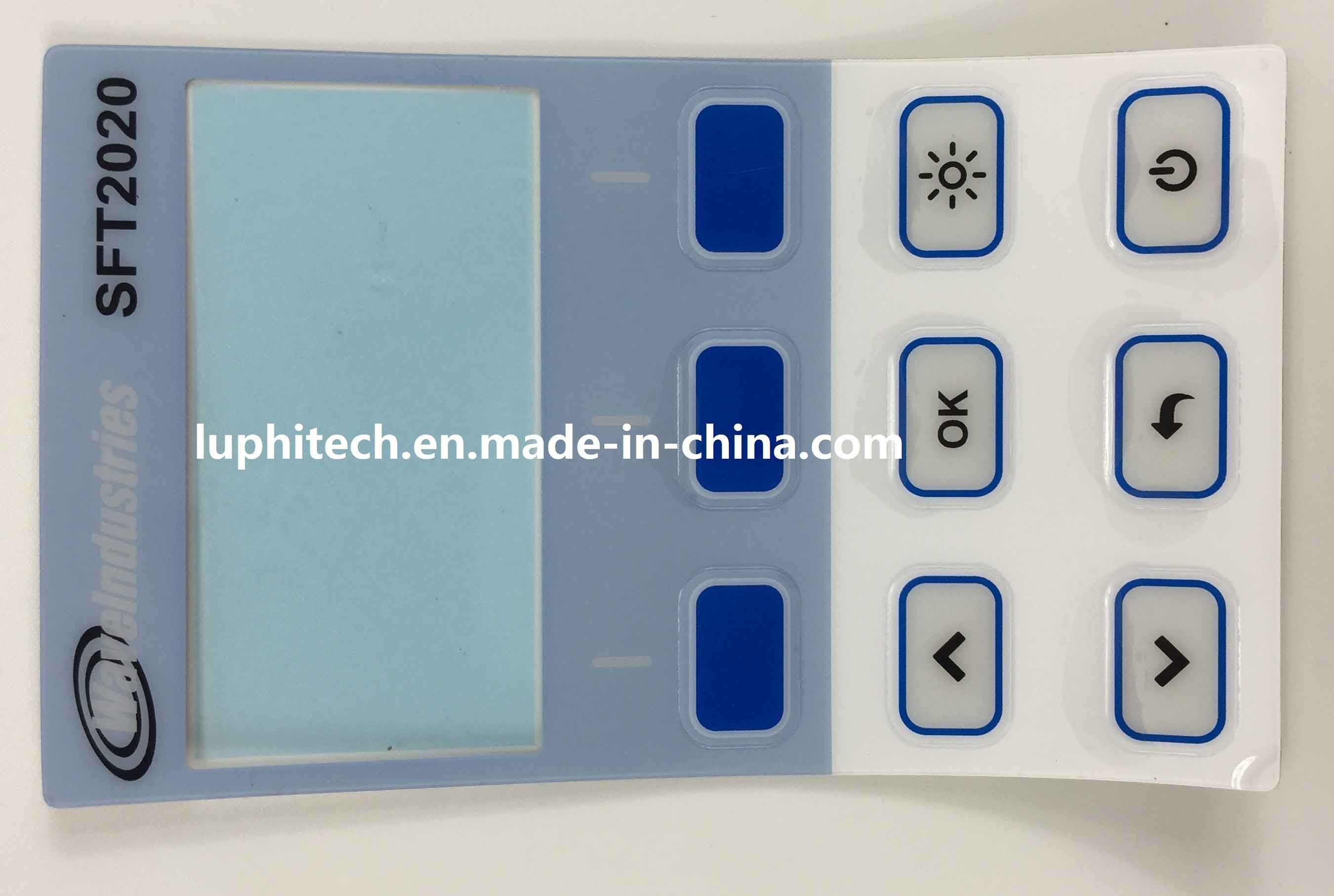 Transparent LCD Window Matrix Embossed Keys Graphic Membrane Overlay