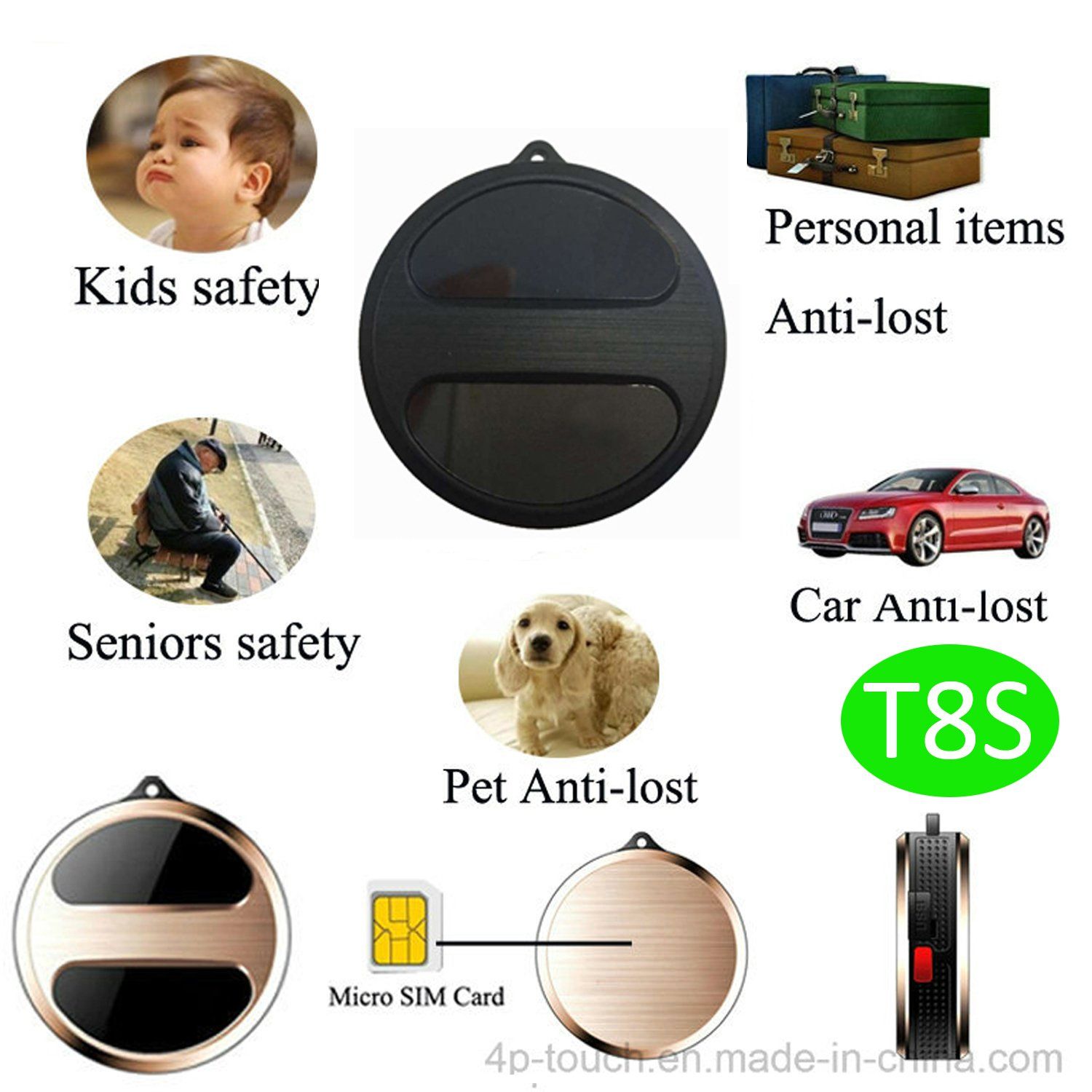 Mini Portable GPS Tracker with Real-Time Tracking (T8S)
