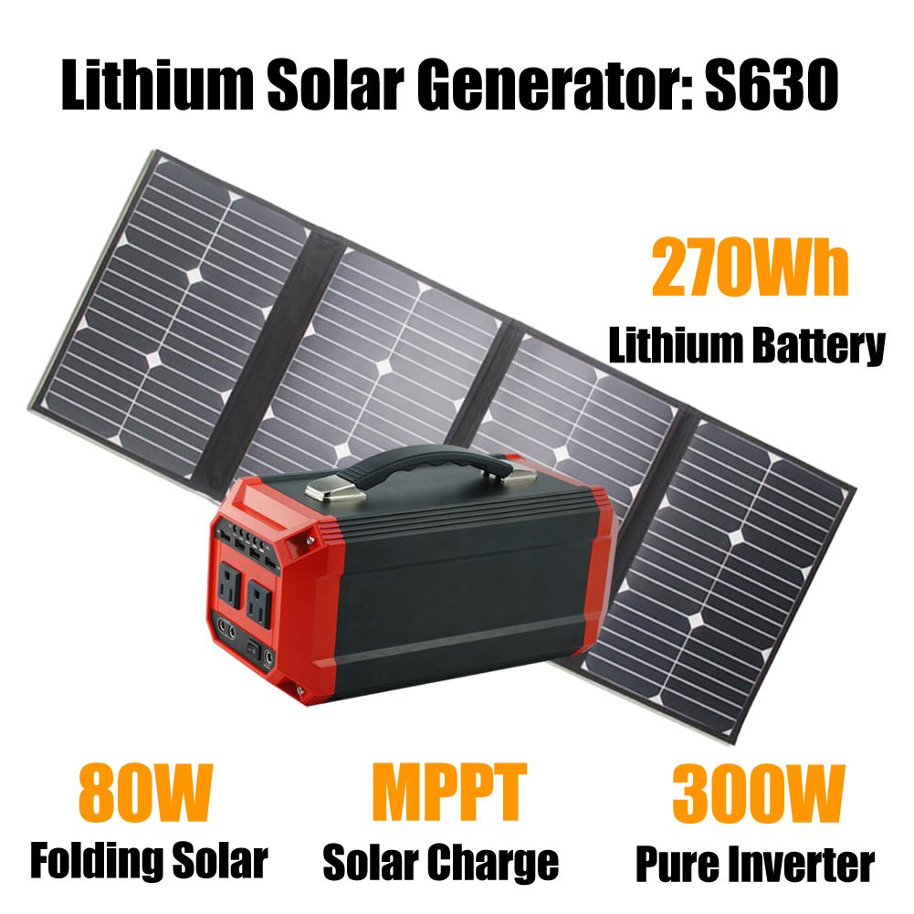 Solar Generator Lithium Polymer Cell with 80W Foldable Solar Panel