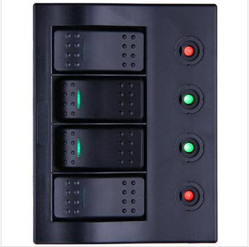 4 Gang LED Boat/Rocker Switch Panel with Circuit Breaker