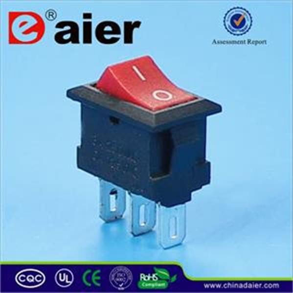 Small Spdt Red Button Black Body Rocker Switch