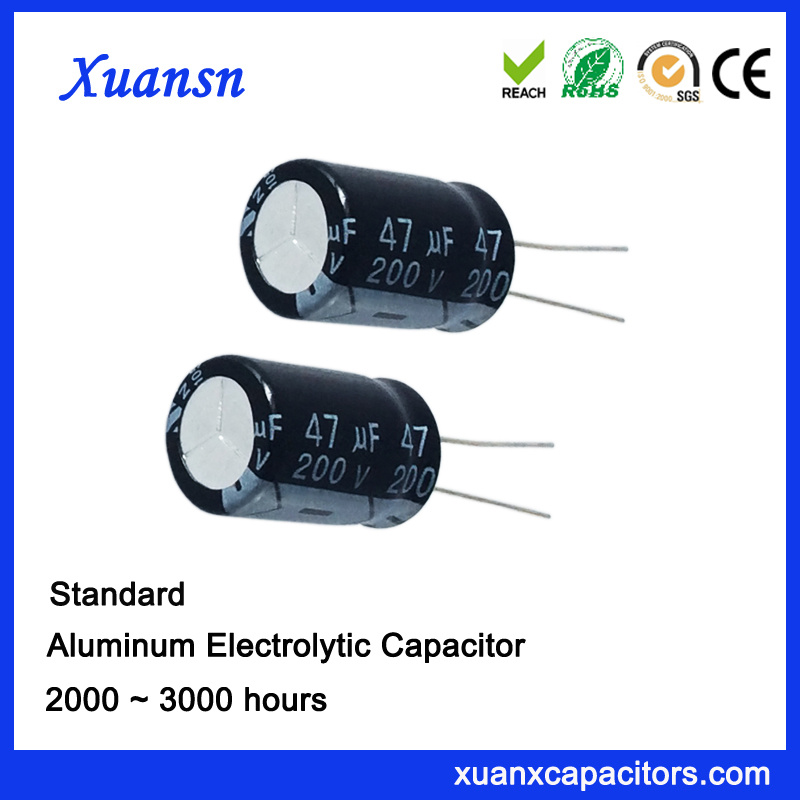 Lead 47UF200V Aluminum Elctrolytic Capacitor