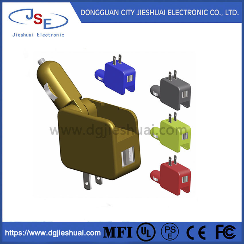 DC & AC Multi-Function Car Charger and Wall Charger with LED Indicator