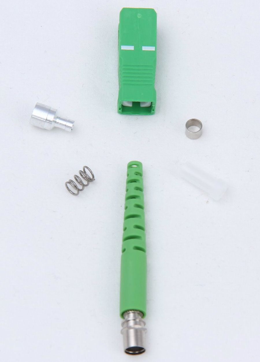 Sc/APC Simplex 2.0mm Fiber Optic Connector with Green Slotted Boot