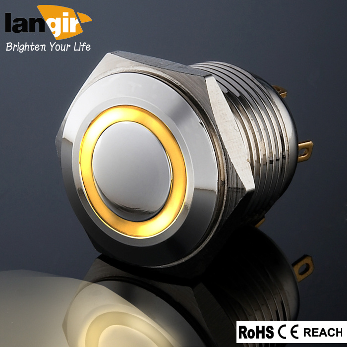 16mm Short Body Waterproof Ring Momentary Pushbutton Switch