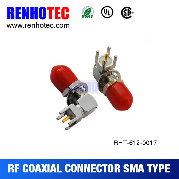 Right Angle SMA Connector Female PCB Mount with Cap Nut
