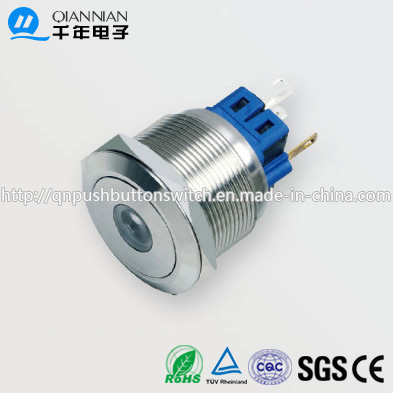 25mm 1no Nc/2no 2nc Resetable Self-Locking Flat DOT Illuminated IP67 Ik10 Push Button Switch