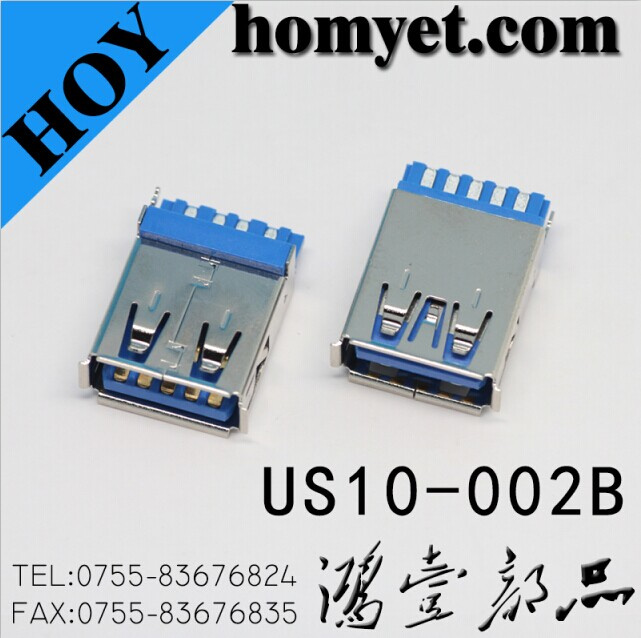USB 3.0 Female Connector with Straight 180 Degree DIP (US10-002B)