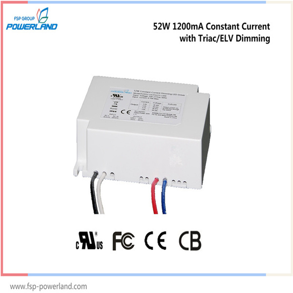 Constant Current LED Driver with Triac/Elv Dimmable 52W 1.2A