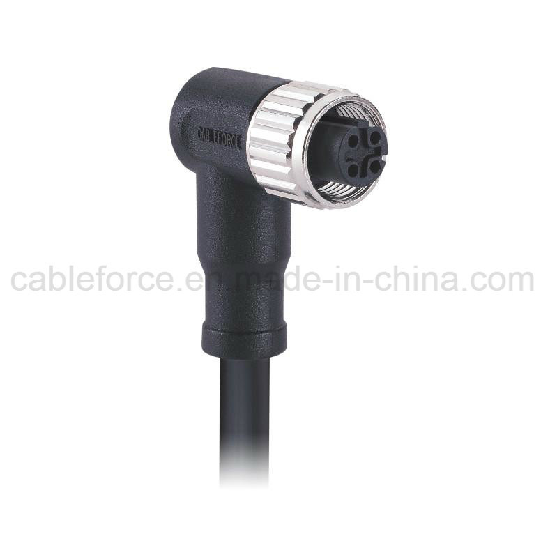 M12 4pin Female Right Angled Molded with Cable Plug for Sensor and Actuator