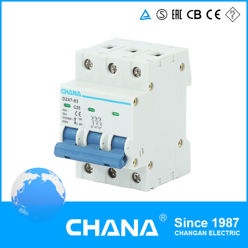 Dz47-63 3p Mini Circuit Breaker MCB (with indicator) Dz47-63