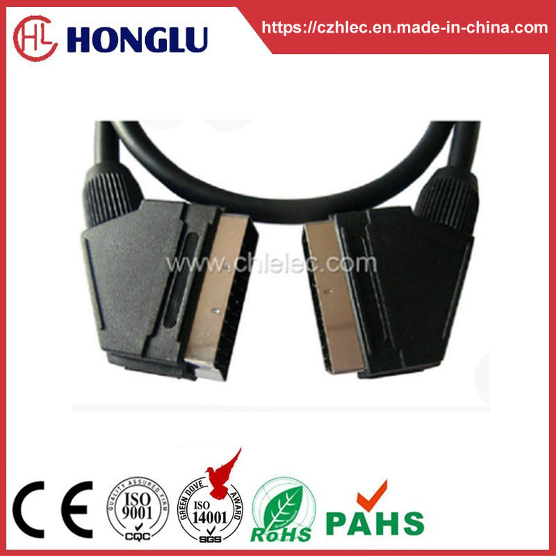 100% Tested 1.5m 21pin Customized Scart Cable (SY203)