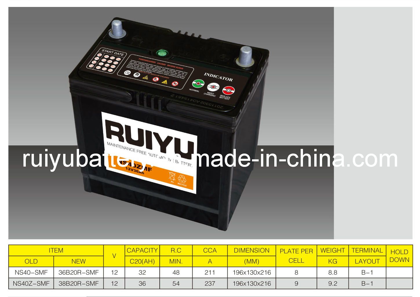 Ns40-SMF Starting Car Battery