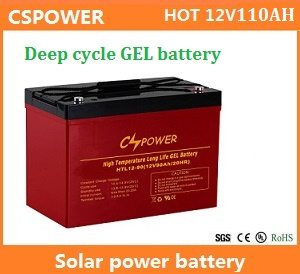 Cspower 12V110ah Deep Cycle Gel Battery for Solar Power Storage, China Supplier