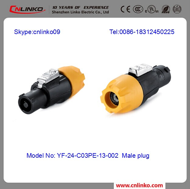 CE Approved Waterproof 3 Pin Powercon Connectors for LED Display
