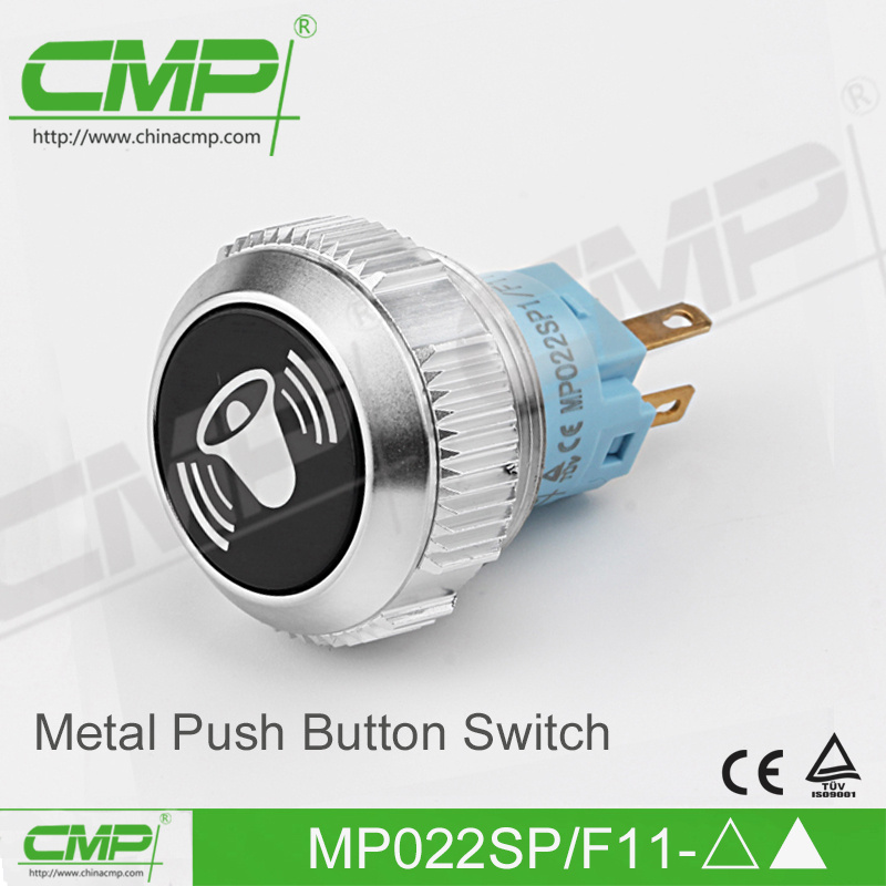 Black Head 22mm Stainless Steel Push Button Switch