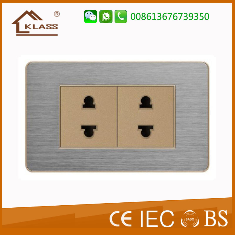 2 Gang Double 2 Pin American Standard Electric Wall Socket