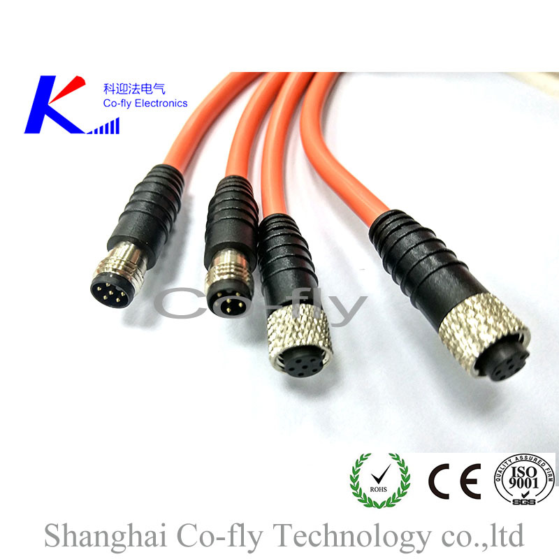 Molded Plug M8 Straight 2, 3, 4, 5, 6, 8 Pin IP67 Circular Cable Accessories