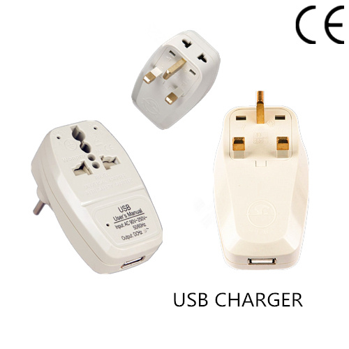 USB Travel Adapter with UK Plug
